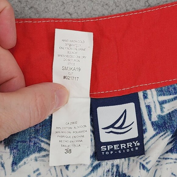 SPERRY TOP SIDER Men's Board Shirts Blue White Sail Boats Size 38 - Picture 13 of 15